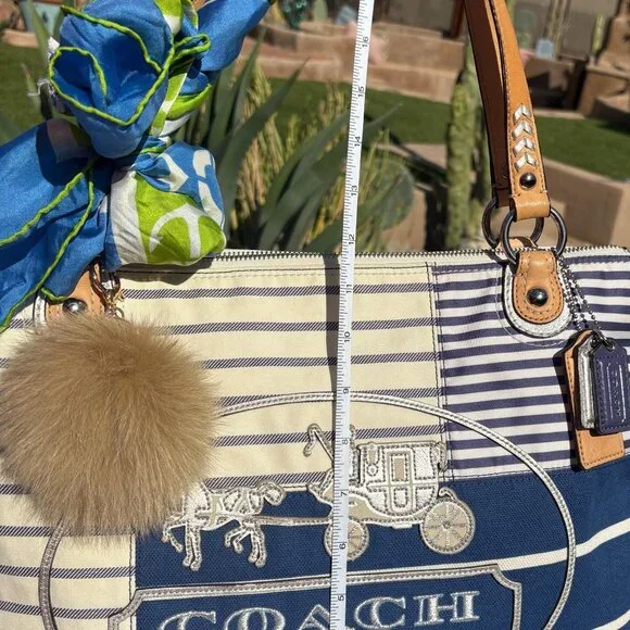 Coach Poppy Patchwork Tote with Scarf and Charm - Picture 6 of 10